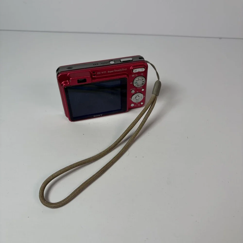 Sony Cyber-shot DSC-W170 10.1MP Digital Camera Red w/ Charger & Extra Battery